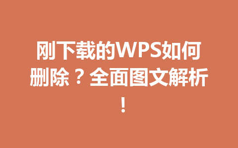刚下载的WPS如何删除？全面图文解析！ 一