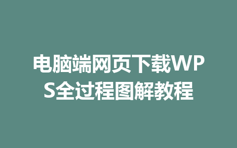 电脑端网页下载WPS全过程图解教程 一